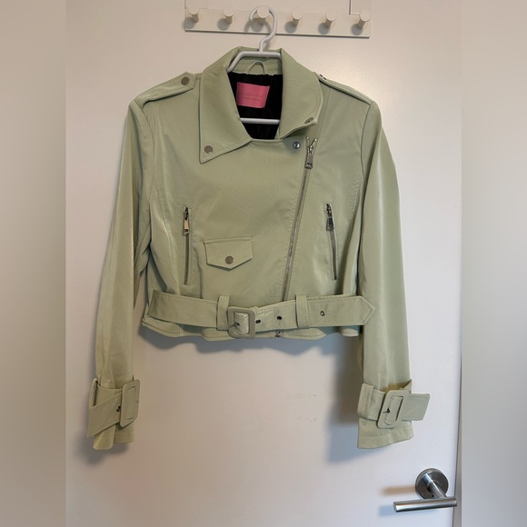 AZALEA WANG Sage Spring Moto Jacket. Size small - Picture 2 of 5